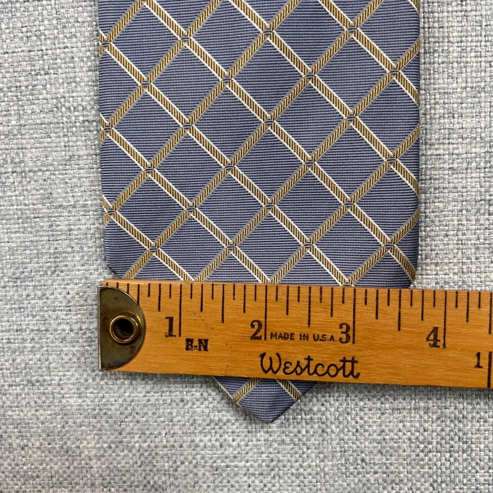 Vintage Y2K Brooks Brothers‎ Silk Diamond Tie Men Blue Gold Preppy Italy Ivy USA